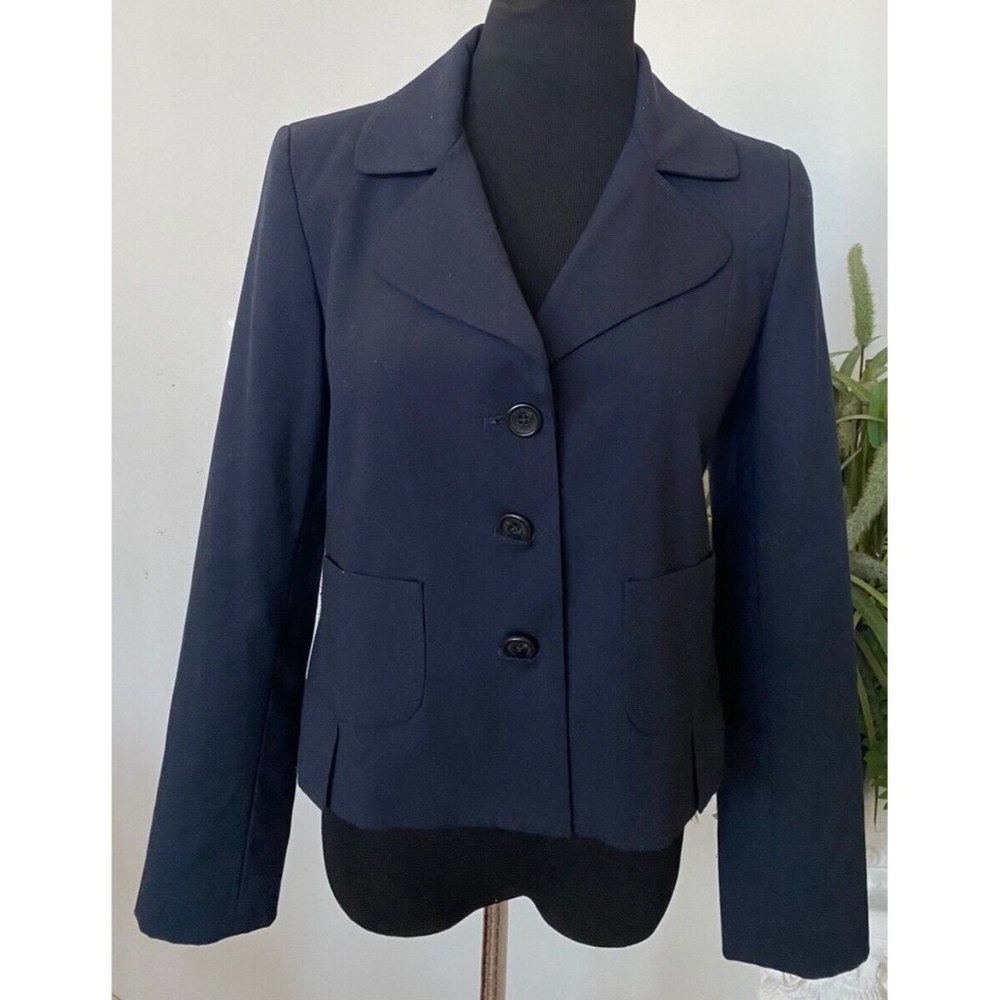Via Spiga Women's Navy Blue Polyester Blend Blazer Jacket Size 6 EUC! $120